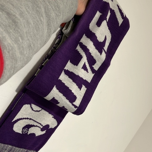 K State Wildcats Scarf Forever Collectibles Purple Gray Knit Winter Sweater - Picture 11 of 12